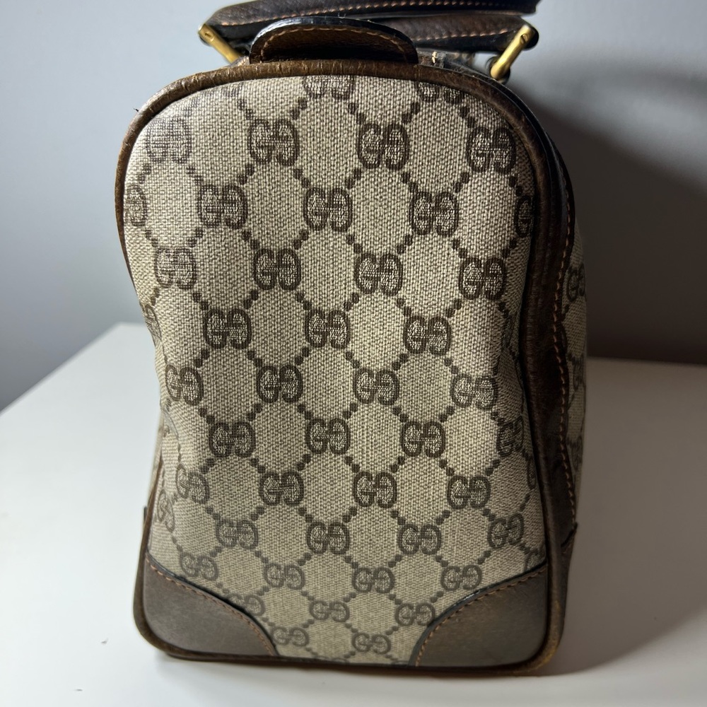 Vintage GUCCI Mini Boston Handbag Sherry Line Canvas Leather 32*21.5*17 - Picture 8 of 15